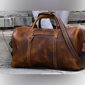 KomalC Full Grain Buffalo Leather Duffel Bag Beautifully Made  20” Travel Bag